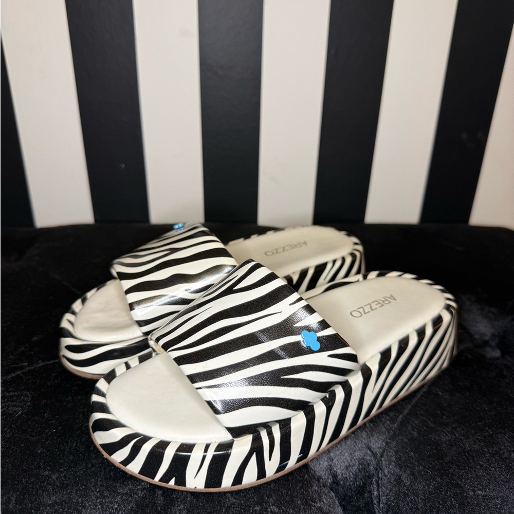 Arezzo Zebra Pattern Sandal Platforms.